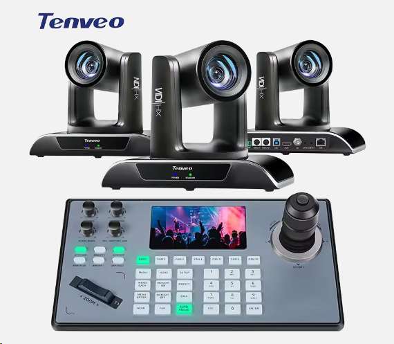 Top Professional Live Streaming System AI Auto Tracking 20X Zoom NDI PTZ Camera With Joystick Controller